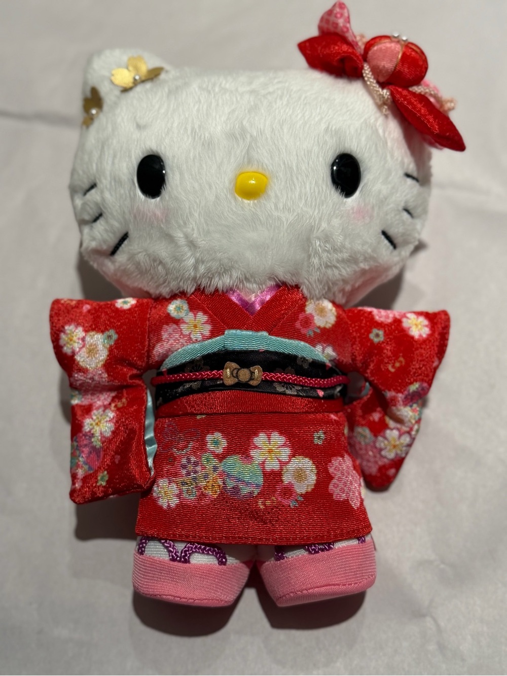 Hello Kitty Red and Pink Floral Kimono Doll  NWOT